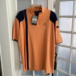 NWT Cutter & Buck 3/4 Zip Size L Golf Shirt Turtle Bay Oahu Hawaii Orange Blue